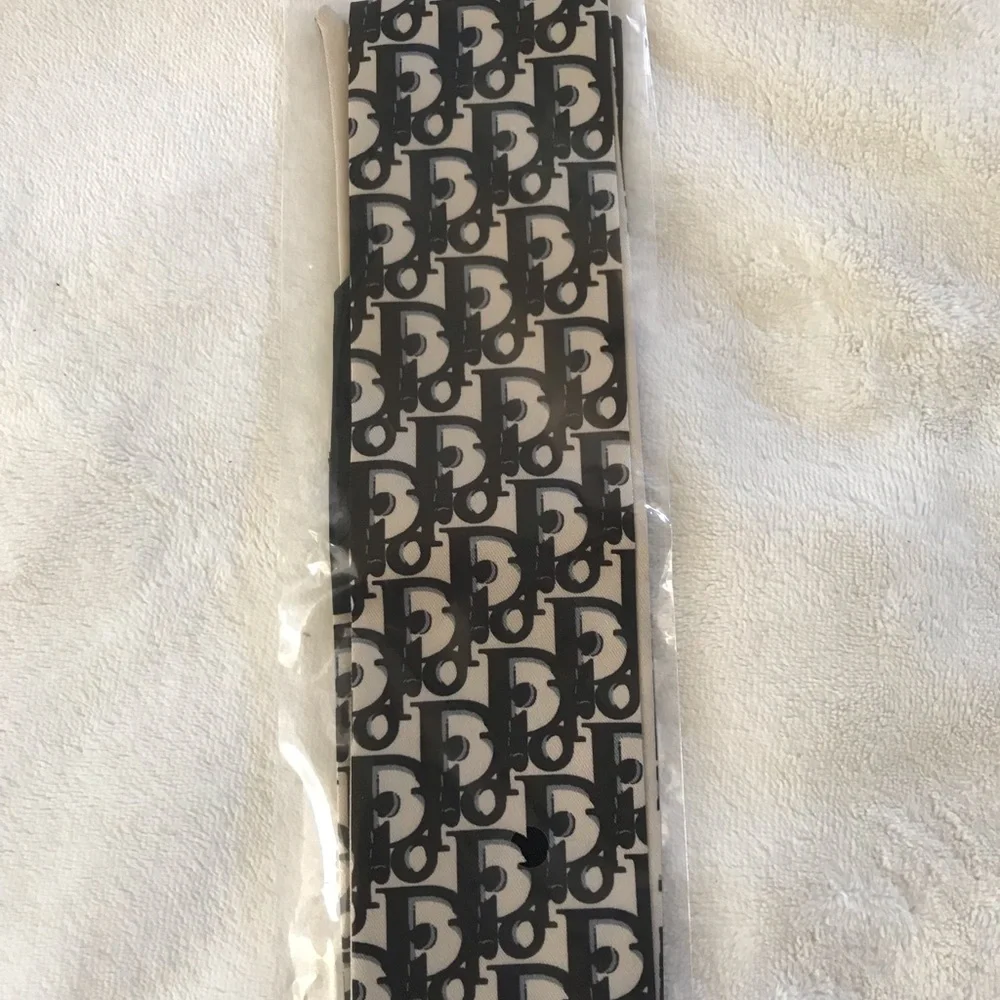 Dior Beige and Black 'J'ADIOR' Silk Twilly Scarf